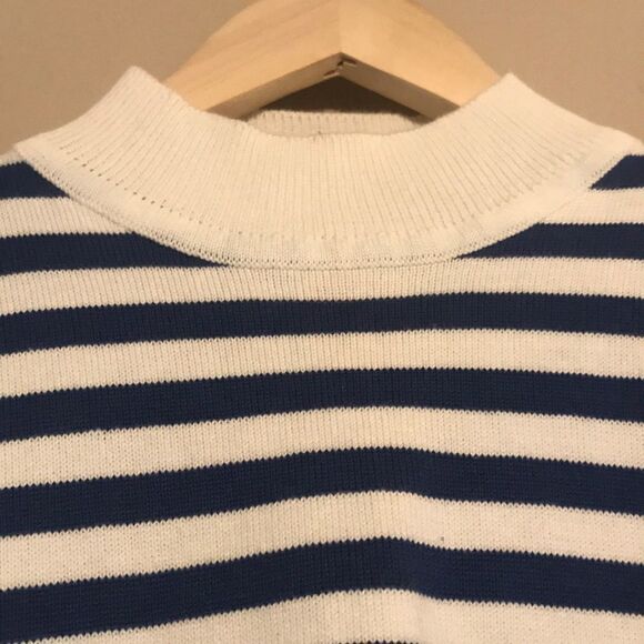NWT Eddie Bauer Blue & White Stripe Sweater XS P - Picture 6 of 10